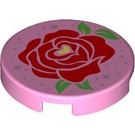 LEGO Fel roze Tegel 2 x 2 Ronde met Rood Rose Bloem met Studhouder aan de onderzijde (14769 / 101823)