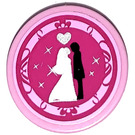 LEGO Bright Pink Tile 2 x 2 Round with Wedding Sticker with "X" Bottom (4150)