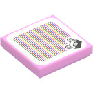 LEGO Bright Pink Tile 2 x 2 with Para-Biddybud Barcode with Groove (3068)