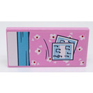 LEGO Bright Pink Tile 2 x 4 with Bedspread with Sheet Music Sticker (87079)