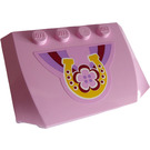 LEGO Fel roze Wig 4 x 6 Gebogen met Horseshoe en Bloem Sticker (52031)
