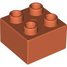 LEGO Leuchtendes rötliches Orange Duplo Backstein 2 x 2 (3437 / 89461)