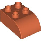 LEGO Orange rougeâtre vif Duplo Brique 2 x 3 avec Haut incurvé (2302)