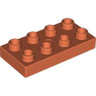LEGO Leuchtendes rötliches Orange Duplo Platte 2 x 4 (4538 / 40666)