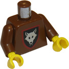 LEGO Brown Minifig Castle Torso with Wolf in Shield with Red Border Pattern, Brown Arms, Yellow Hands (973)