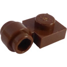 LEGO Brown Plate 1 x 1 with Clip (Thick Ring) (4081 / 41632)
