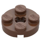LEGO Braun Platte 2 x 2 Runden mit Achse Loch (mit 'X'-Achsloch) (4032)