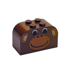 LEGO Brown Slope Brick 2 x 4 x 2 Curved with Monkey (4744 / 82343)