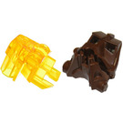 LEGO Brown Toa Head with Transparent Neon Yellow Toa Eyes/Brain Stalk