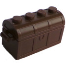 LEGO Brun Treasure Chest with Lid (Tykt hengsel med spor bak)