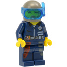 LEGO Cam with Blue, Red, and White Legs, Scuba Top, Dark Gray Helmet, and Transparent Blue Snorkel Visor Minifigure