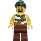 LEGO Cannon Battle Pirate with White and Green Shirt Minifigure