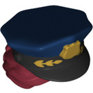 LEGO Cap with with Dark Red Hair Bun and Dark Blue Police Hat (29770)