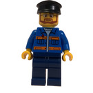 LEGO Cart Driver with Blue Shirt and Beard and Black Hat Minifigure