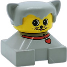 LEGO Chat sur 2 x 2 Light Grey Base avec rouge Collar Duplo Figure
