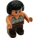 LEGO Caveman Female with Brown legs and Flesh color body with Leather Tank and Green Neckless with White Tooth Duplo Figure