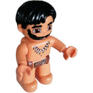 LEGO Caveman jossa Musta Hiukset ja Parta Duplo-hahmo