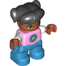 LEGO Kind Figur Rosa oben mit Blume Muster Duplo-Figur