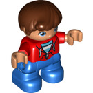 LEGO Child avec Brown Cheveux, rouge Haut avec Zip, Bleu Trousers Duplo Figure