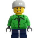 LEGO Barn med Dark Blå Pants, Grønn Winter Jakke og Sports Hjelm Minifigur