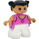 LEGO Child avec Dark Pink Lace Tank Haut avec Heart et Pigtails