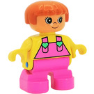 LEGO Child mit Pink Beine, Gelb oben mit Herz Muster Duplo Abbildung
