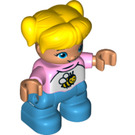 LEGO Child avec Jaune Cheveux, Bright Pink Haut avec Bee Motif Duplo Figure