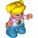 LEGO Child with Yellow Hair, Bright Pink Top with Bee Motif Duplo Figure