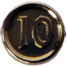 LEGO Or Chromé Pièce de monnaie avec 10 (Stylized)