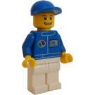 LEGO City Minifig with Blue Cap, "OIL" and Octan Logo Minifigure