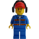 LEGO City Worker s Modrá Bunda a Modrá pants s Červená Víčko s Chrániče sluchu Minifigurka