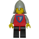 LEGO Classic Castle Knight, Red & Gray Shield on Torso, Black Legs with Red Hips, Light Gray Neck-Protector Minifigure