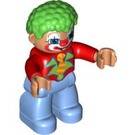 LEGO Clown met Medium Green Haar, Rood Top, Medium Blauw Poten Duplo Figuur