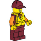 LEGO Kystvakt Mann med Redningsvest og Mørk rød Caps Minifigur