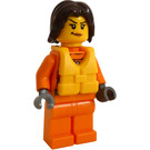 LEGO Kustwacht Vrouw met Reddingsvest en Bruin Haar Minifiguur