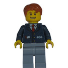 LEGO Conductor with Dark Blue Jacket with Railway Logo, Dark Orange Hair and Smile Expression Minifigure