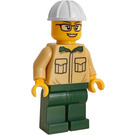 LEGO Bygging Engineer / Architect - Kvinne (Brun Skjorte, Mørk grønn Ben) Minifigur