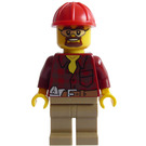 LEGO Konstruktion Supervisor med Flannel Skjorta Minifigur