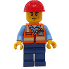 LEGO Construction Worker - Male (rouge Construction Casque, Smirk) Figurine