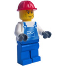 LEGO Construction worker - Red Helmet and Blue Overalls and Legs Minifigure