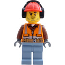 LEGO Строителен работник с Earmuffs Минифигурка