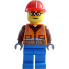 LEGO Construction Worker with Glasses and Blue Legs Minifigure