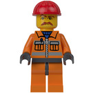 LEGO Construction Worker with Grumpy Moustache Minifigure