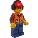 LEGO Konstruktion Worker mit Helm und Headphones Minifigur