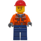 LEGO Stavební dělník s oranžová Mikina s kapucí Minifigurka