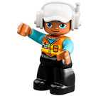 LEGO Construction Worker with Orange Vest and White Cap with Black Legs Duplo Figure