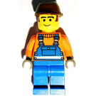 LEGO Construction Worker with Overalls and Brown Cap Minifigure