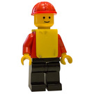 LEGO Construction Worker with Plain Red Torso and Black Legs with Helmet and Vest Minifigure without Stickers