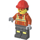 LEGO Construction Worker avec Queue de cheval Figurine