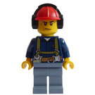 LEGO Pracownik budowlany z Sweaty Twarz I Earmuffs Minifigurka